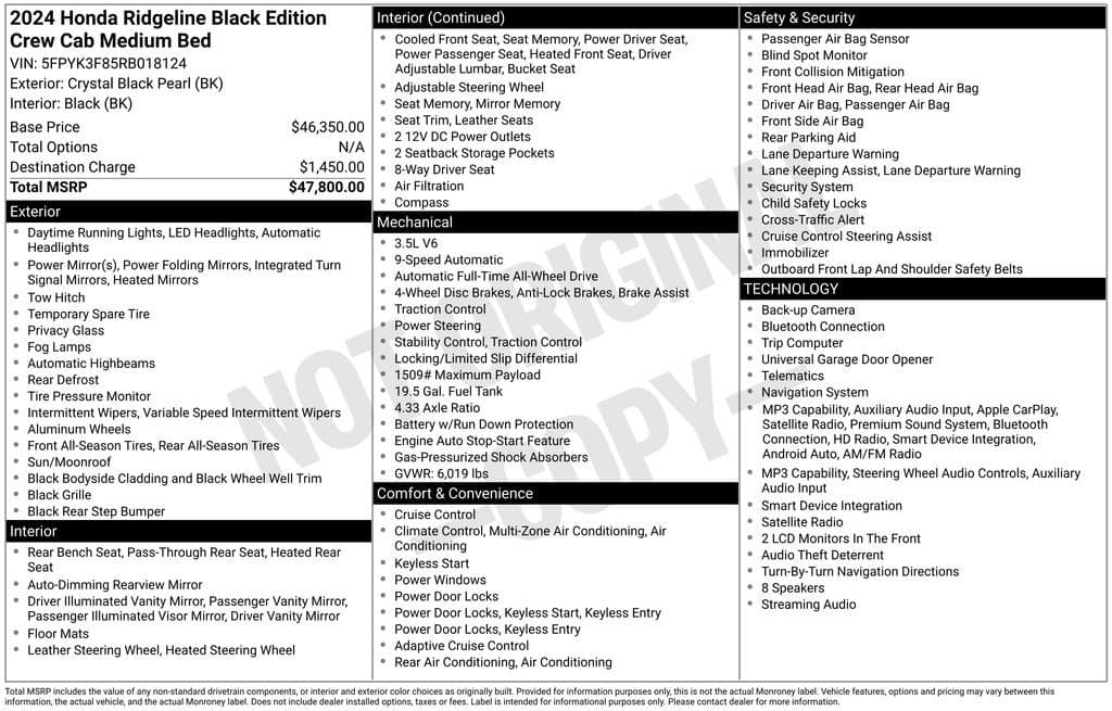 2024 Honda Ridgeline Black Edition — photo 1 of 5