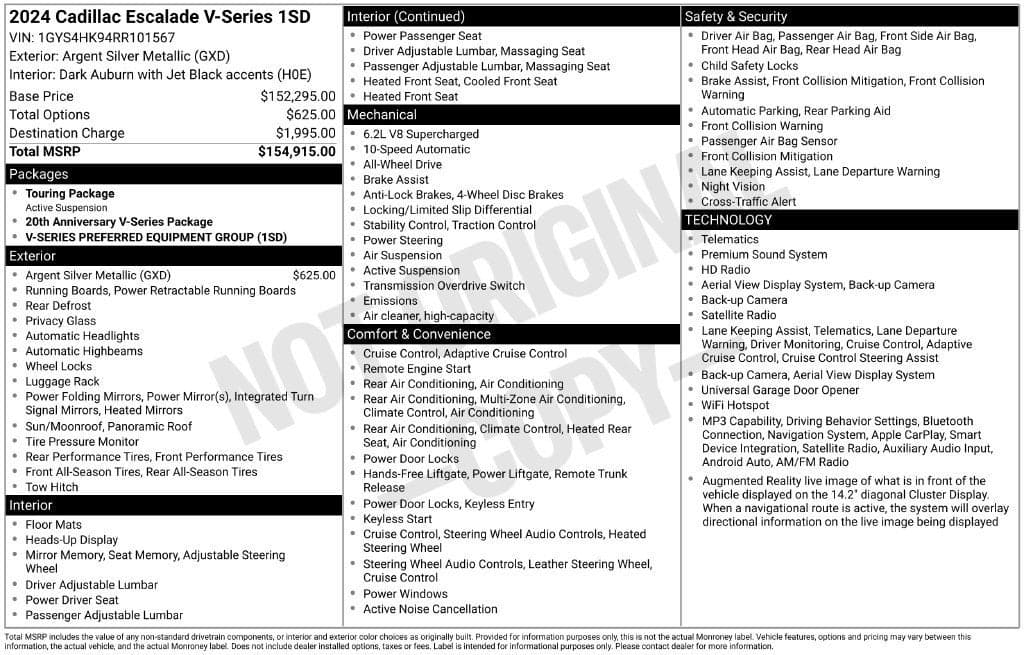 2024 Cadillac Escalade AWD V-Series — photo 1 of 5