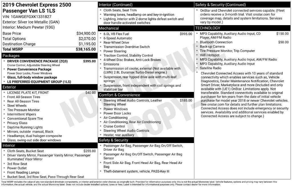 2019 Chevrolet Express Passenger LS — photo 1 of 5