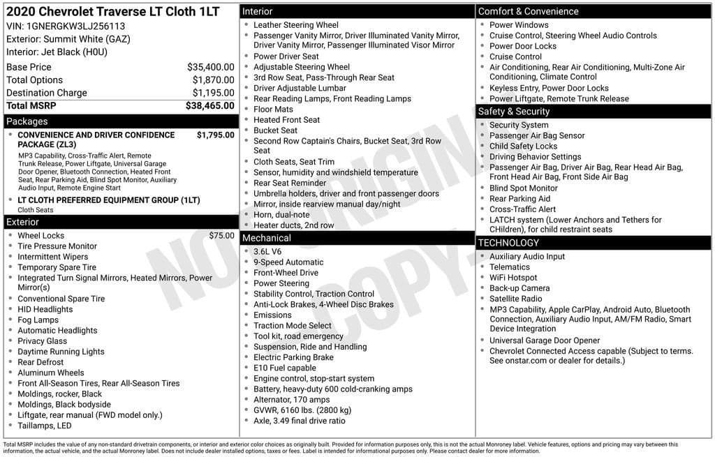 2020 Chevrolet Traverse LT Cloth — photo 1 of 5