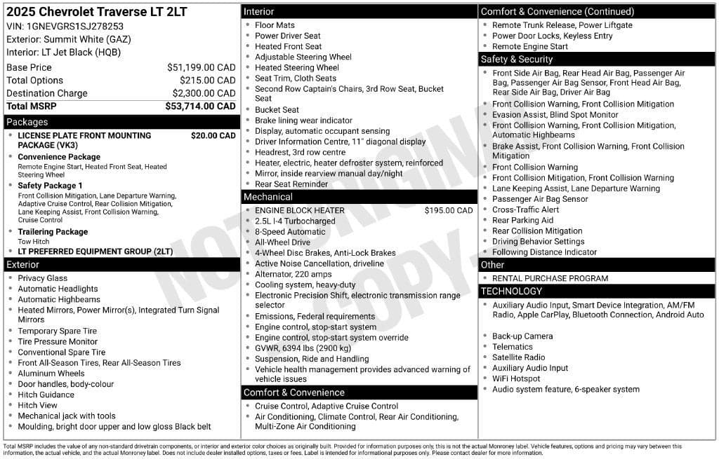 2025 Chevrolet Traverse AWD LT — photo 1 of 5