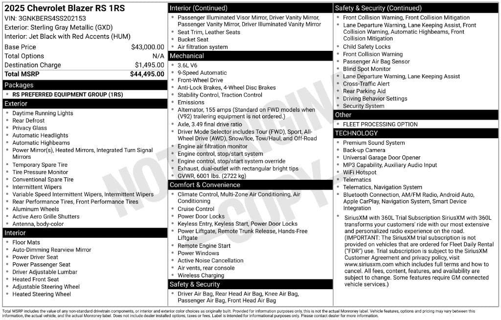 2025 Chevrolet Blazer RS — photo 1 of 5