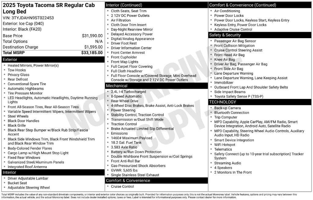 2025 Toyota Tacoma 2WD SR — photo 1 of 4
