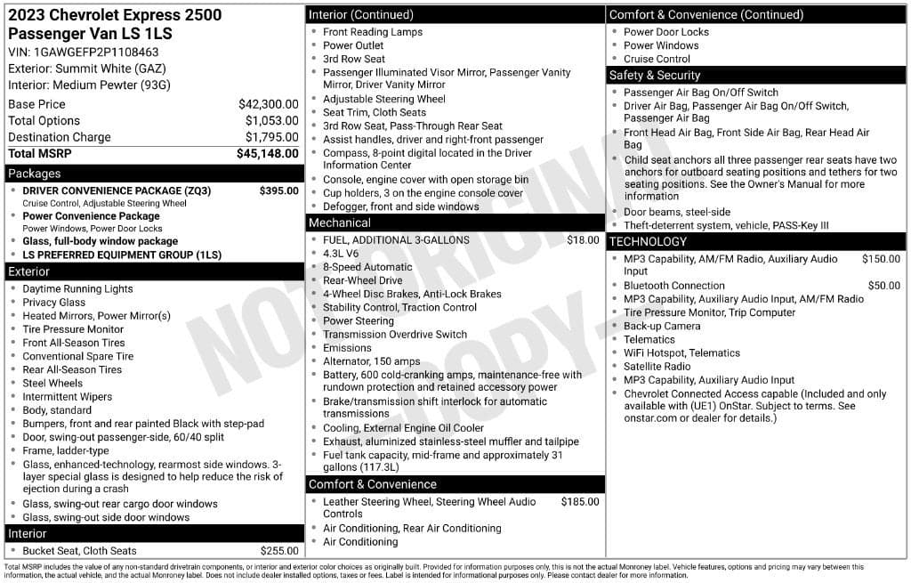 2023 Chevrolet Express Passenger LS — photo 1 of 5