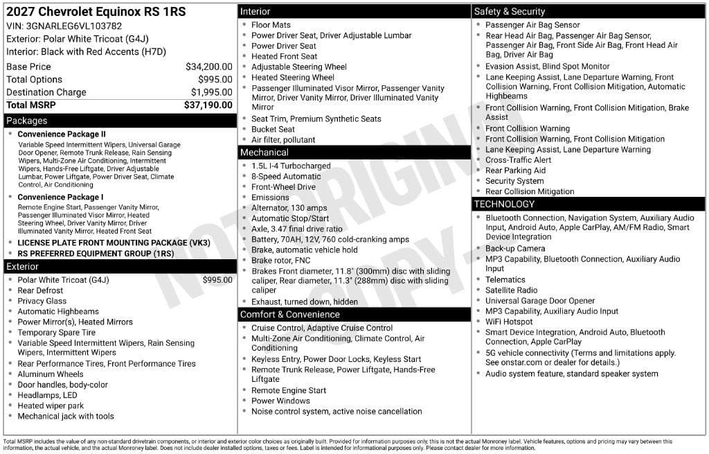 2027 Chevrolet Equinox FWD RS — photo 1 of 5