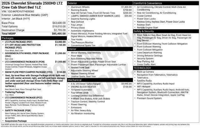 2026 Chevrolet Silverado 2500HD LTZ — photo 1 of 5