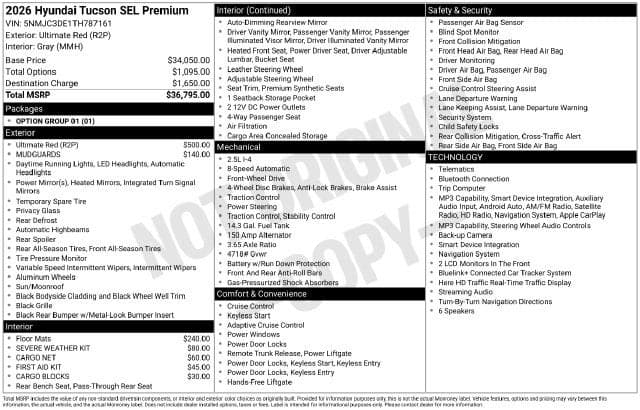2026 Hyundai Tucson SEL Premium — photo 1 of 5