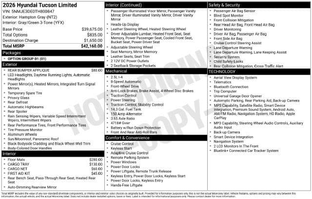 2026 Hyundai Tucson Limited — photo 1 of 5