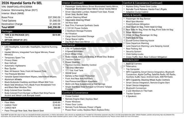 2026 Hyundai Santa Fe SEL — photo 1 of 5