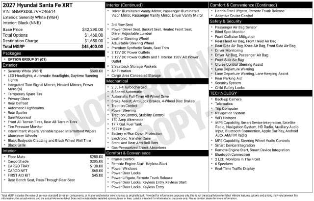 2027 Hyundai Santa Fe XRT — photo 1 of 5