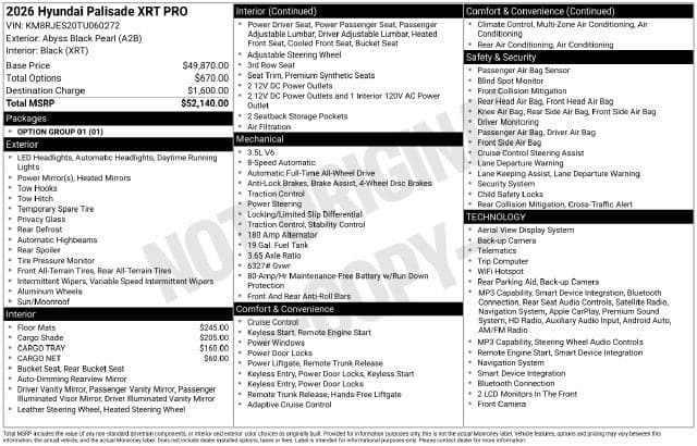2026 Hyundai Palisade XRT Pro — photo 1 of 5