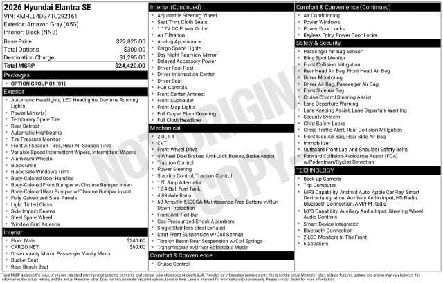 2026 Hyundai Elantra SE — photo 1 of 5