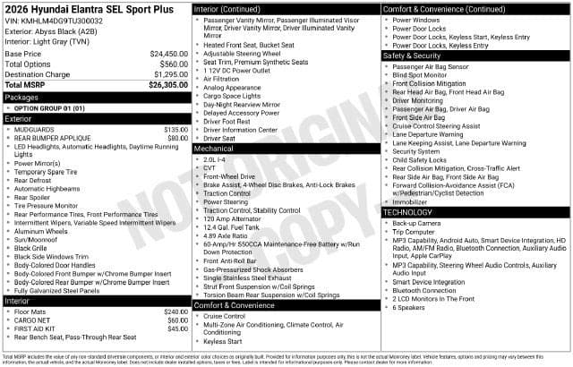 2026 Hyundai Elantra SEL Sport Plus — photo 1 of 5