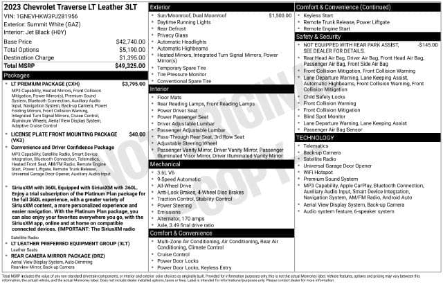 2023 Chevrolet Traverse LT Leather — photo 1 of 5