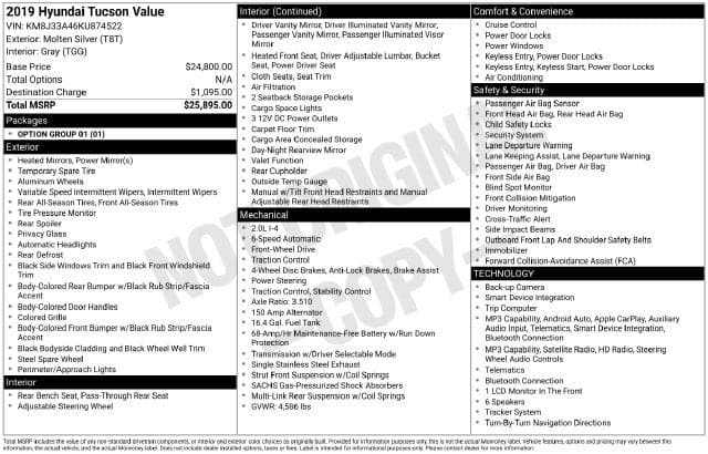 2019 Hyundai Tucson Value — photo 1 of 5