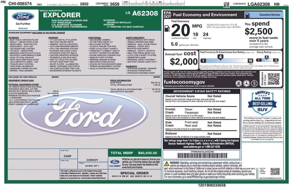 2020 Ford Explorer Platinum — photo 1 of 2