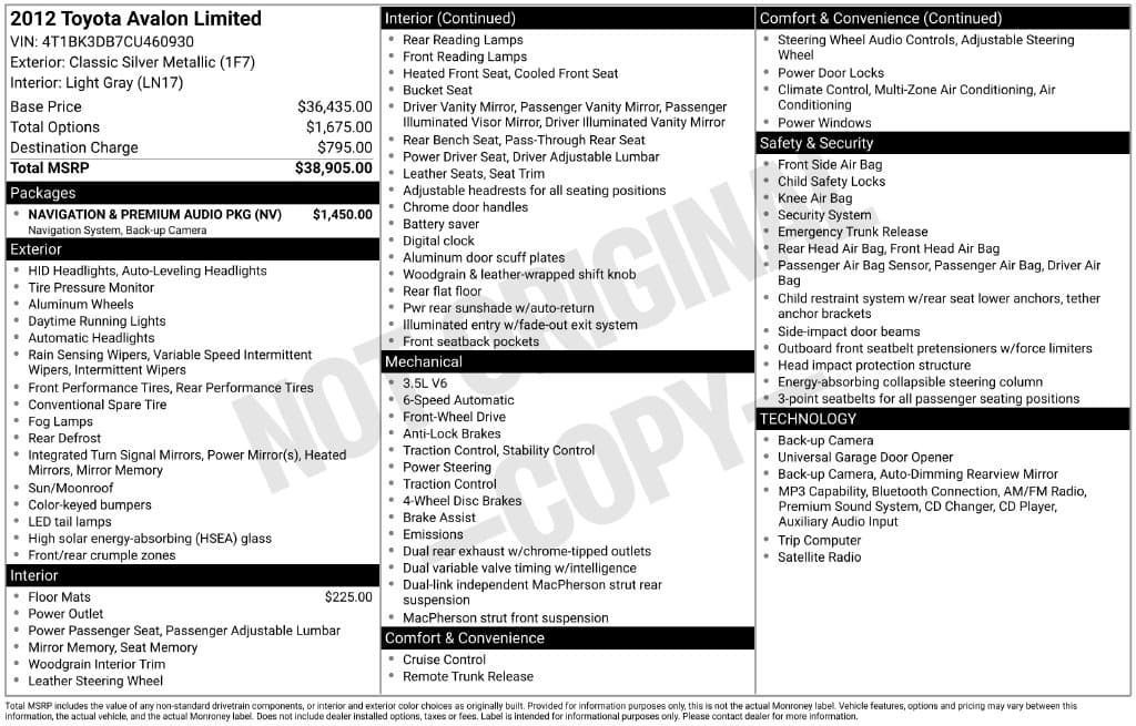 2012 Toyota Avalon Limited — photo 1 of 13