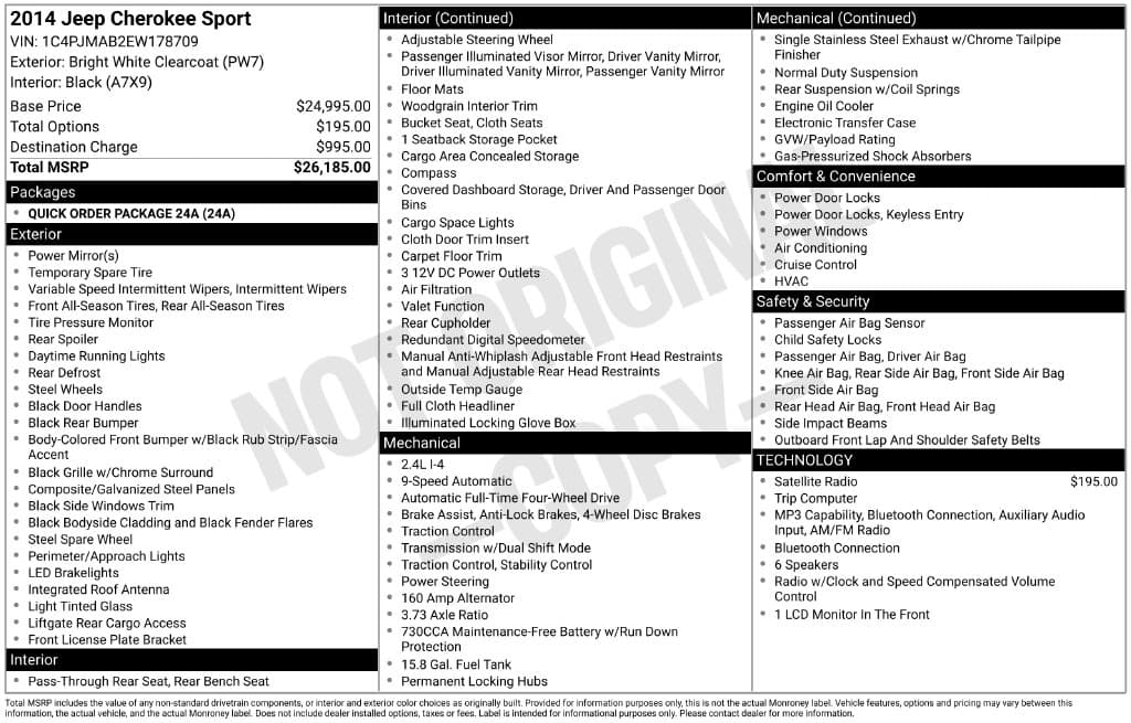 2014 Jeep Cherokee Sport — photo 1 of 13
