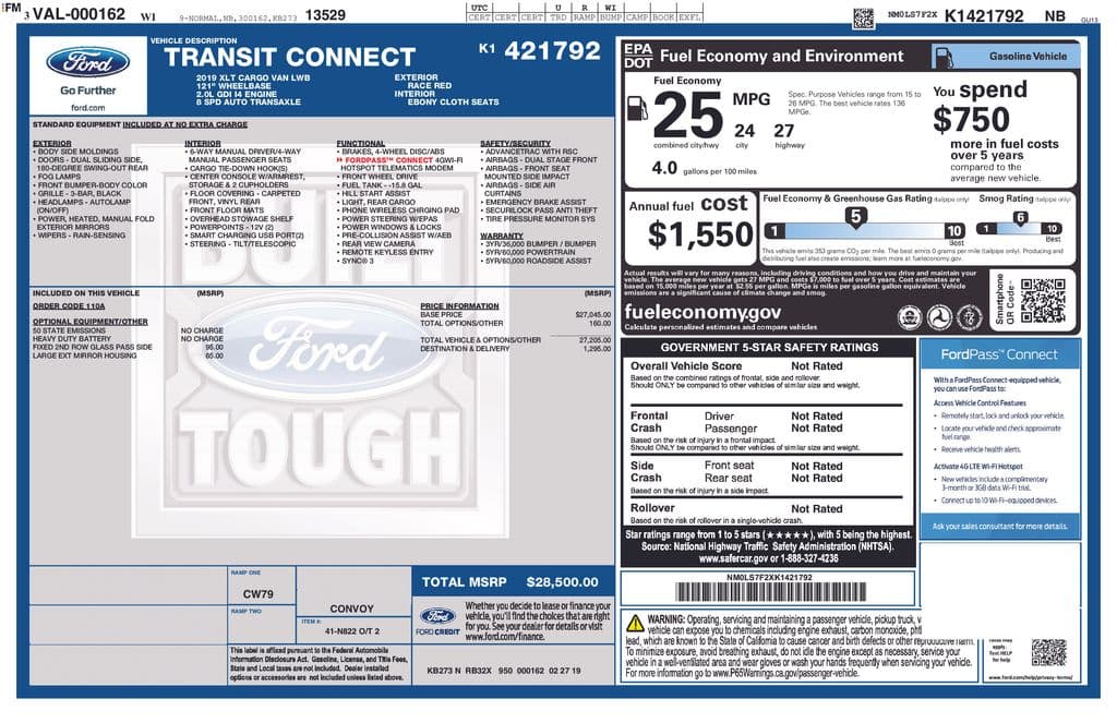 2019 Ford Transit Connect XLT — photo 1 of 16