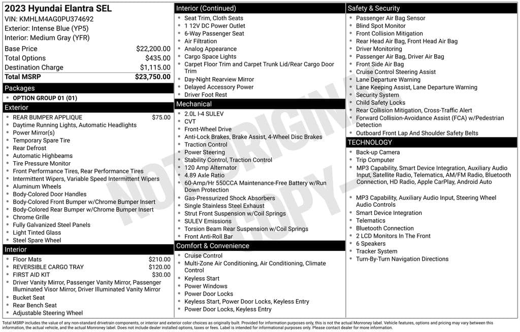 2023 Hyundai Elantra SEL — photo 1 of 16
