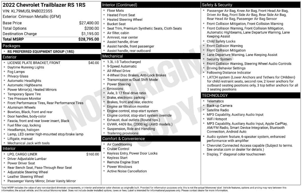 2022 Chevrolet Trailblazer RS — photo 1 of 16