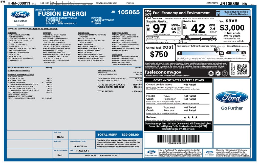 2018 Ford Fusion Energi Titanium — photo 1 of 16
