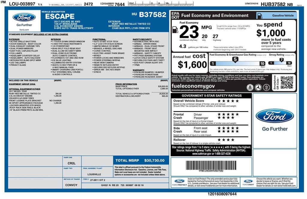 2017 Ford Escape SE — photo 1 of 16