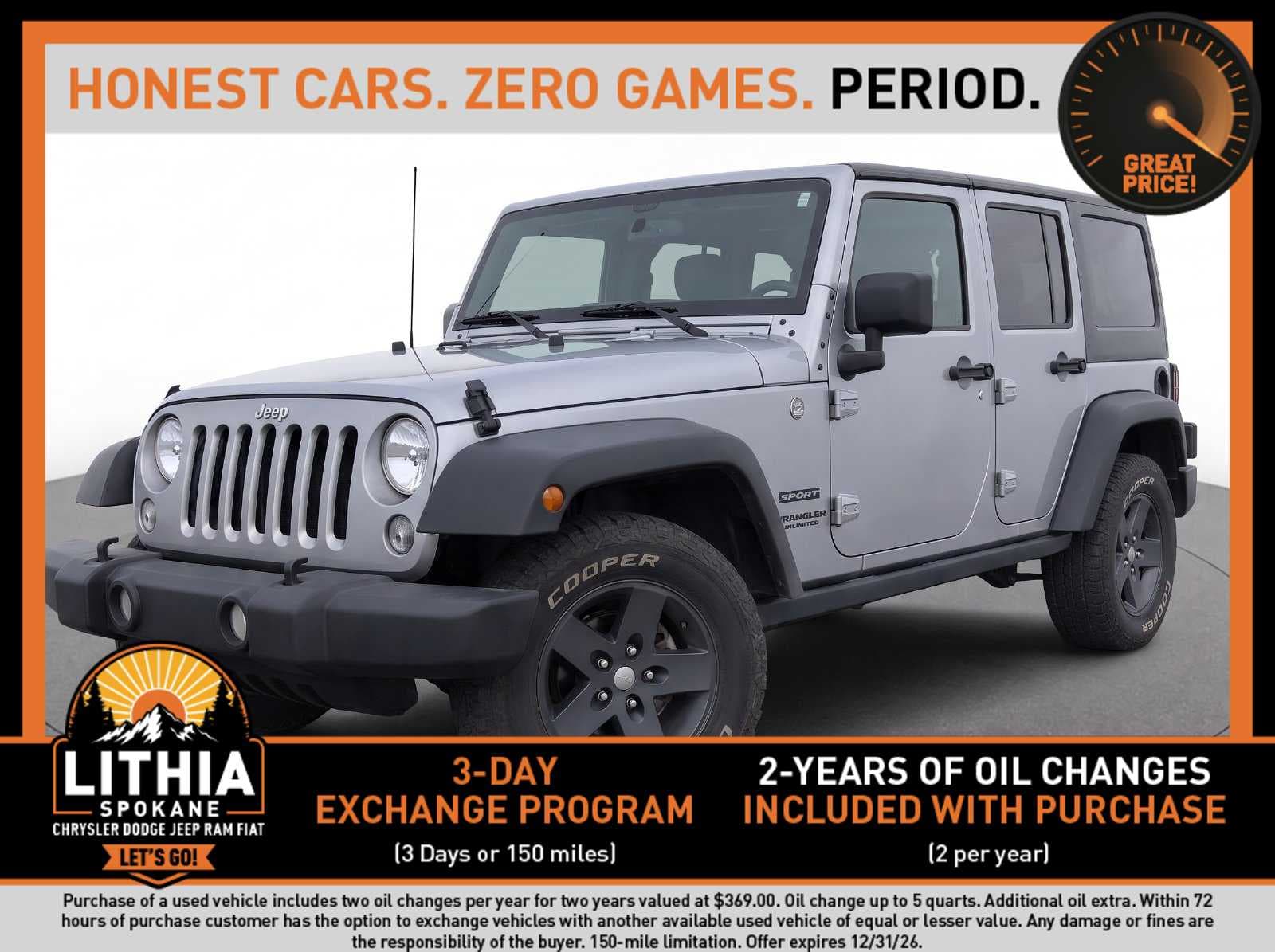 2016 Jeep Wrangler Unlimited Sport — photo 1 of 8