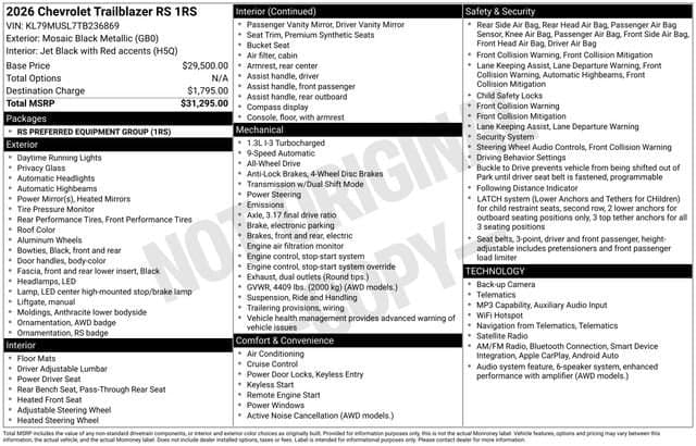 2026 Chevrolet Trailblazer RS — photo 1 of 7