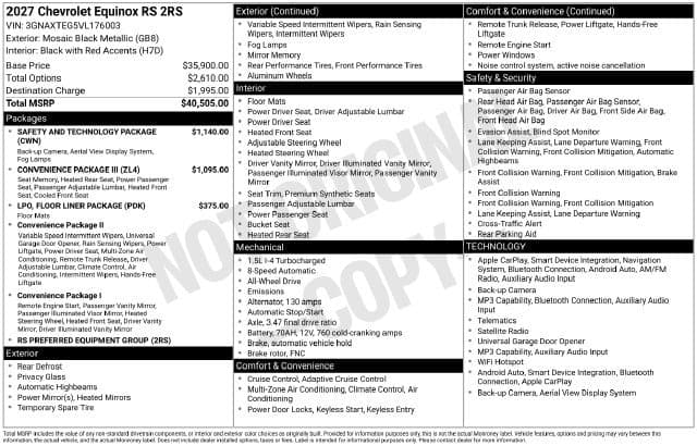 2027 Chevrolet Equinox AWD RS — photo 1 of 31