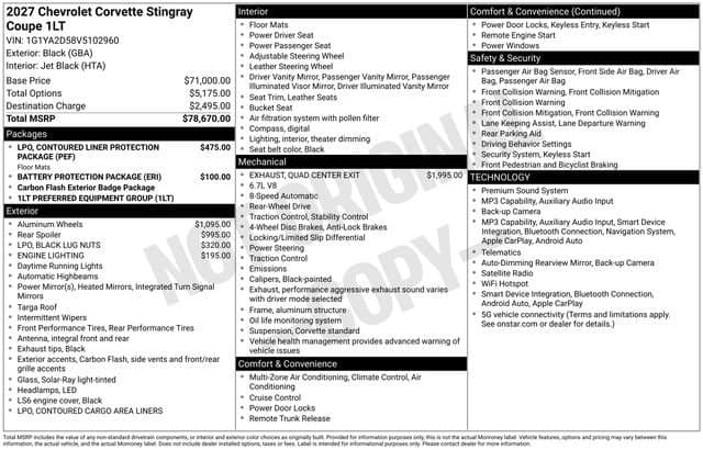 2027 Chevrolet Corvette 1LT — photo 1 of 36