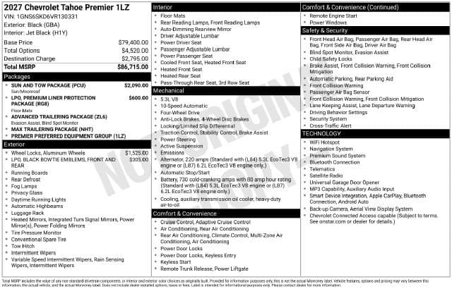 2027 Chevrolet Tahoe Premier — photo 1 of 8