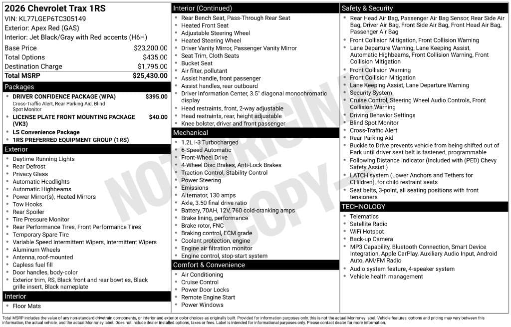 2026 Chevrolet Trax 1RS — photo 1 of 31