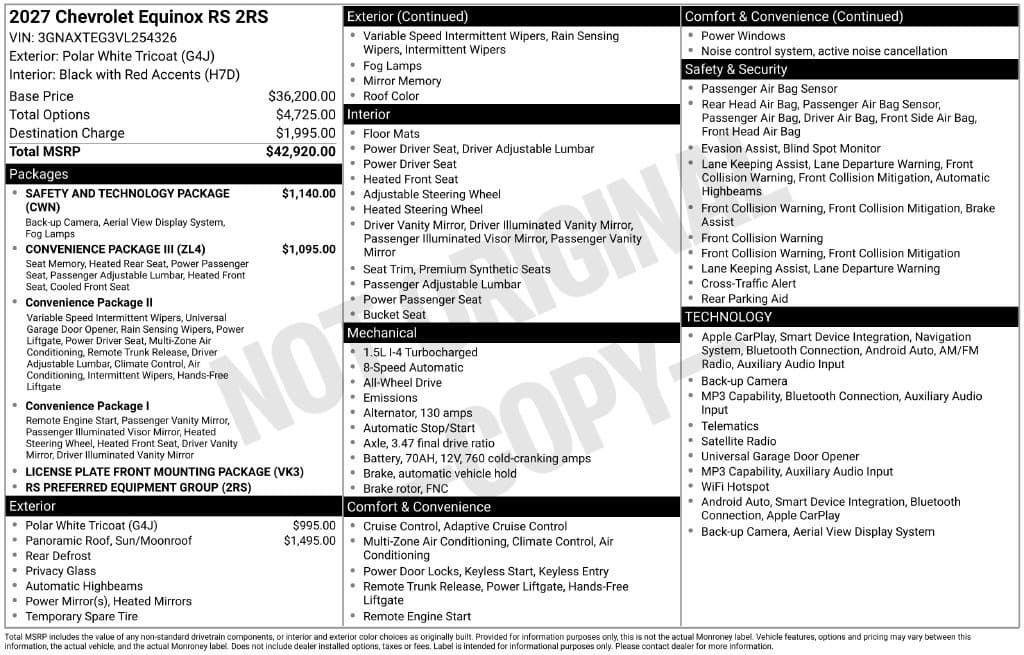 2027 Chevrolet Equinox AWD RS — photo 1 of 31