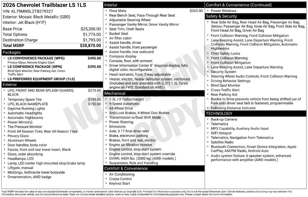 2026 Chevrolet Trailblazer LS — photo 1 of 31