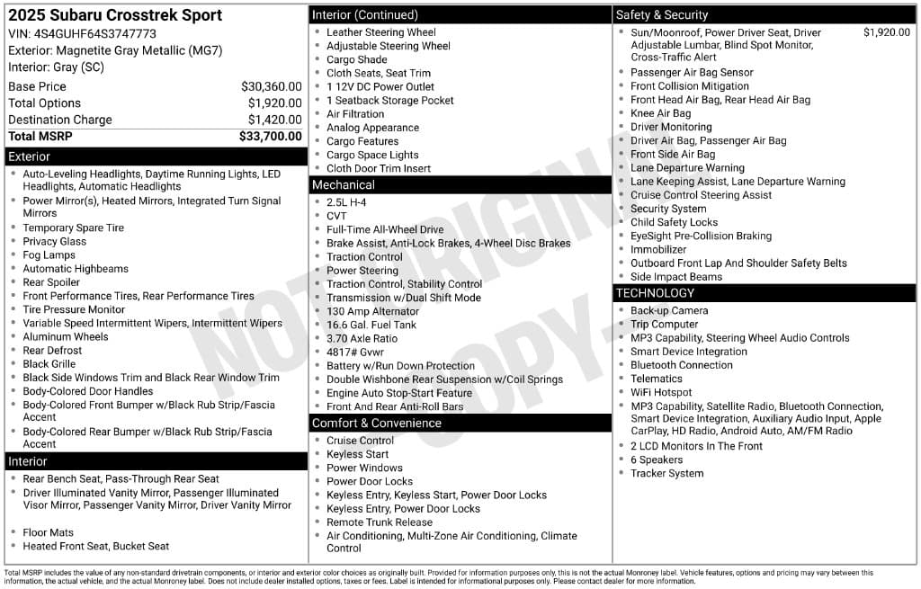 2025 Subaru Crosstrek Sport — photo 1 of 2