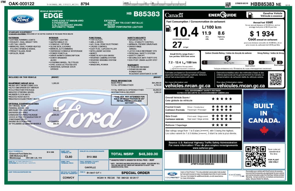 2017 Ford Edge Titanium — photo 1 of 13