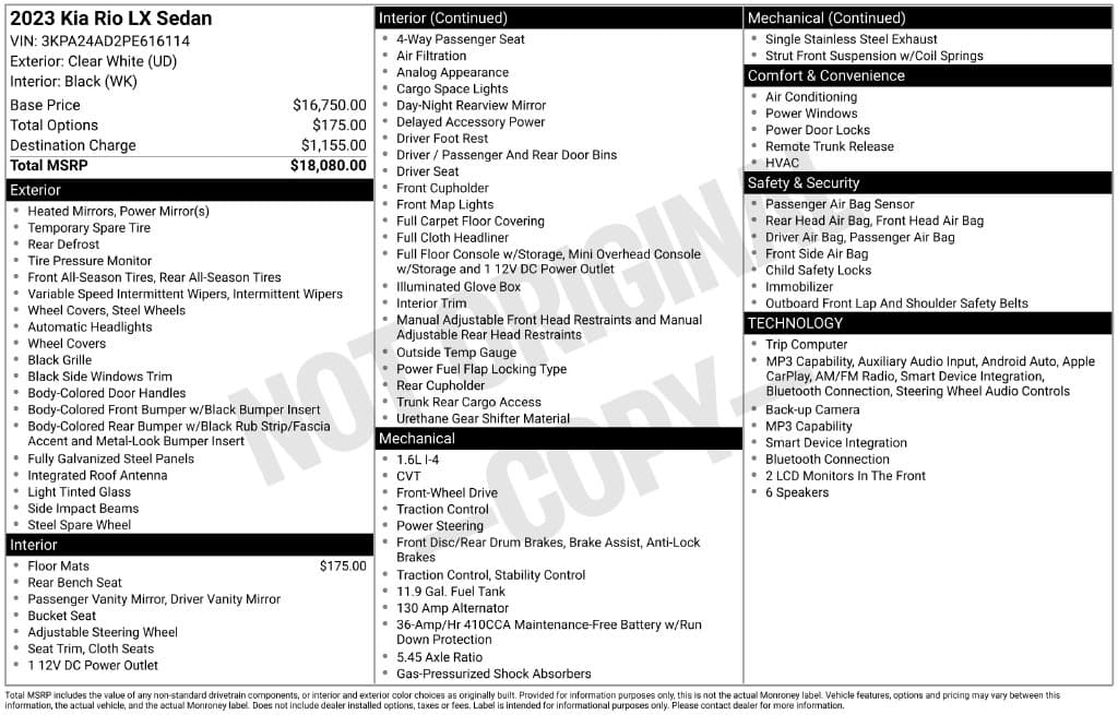 2023 Kia Rio LX — photo 1 of 16