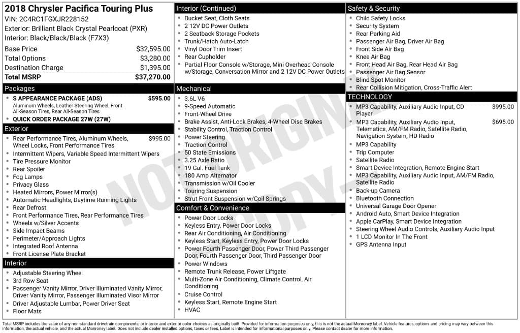 2018 Chrysler Pacifica Touring Plus — photo 1 of 16