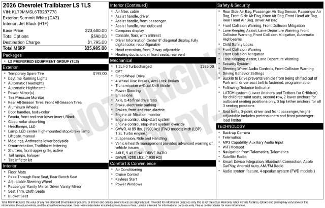 2026 Chevrolet Trailblazer LS — photo 1 of 7