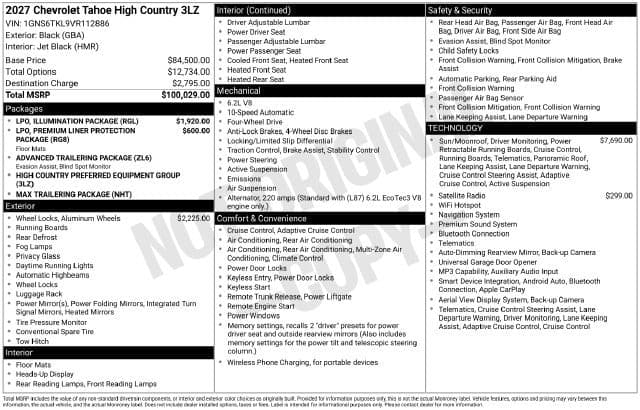 2027 Chevrolet Tahoe High Country — photo 1 of 8