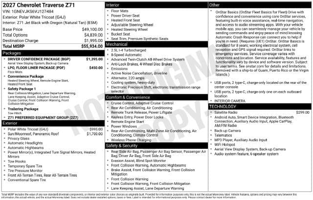 2027 Chevrolet Traverse AWD Z71 — photo 1 of 8
