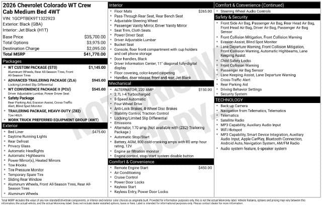 2026 Chevrolet Colorado 4WD Work Truck — photo 1 of 31