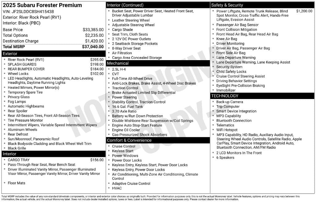 2025 Subaru Forester Premium — photo 1 of 2