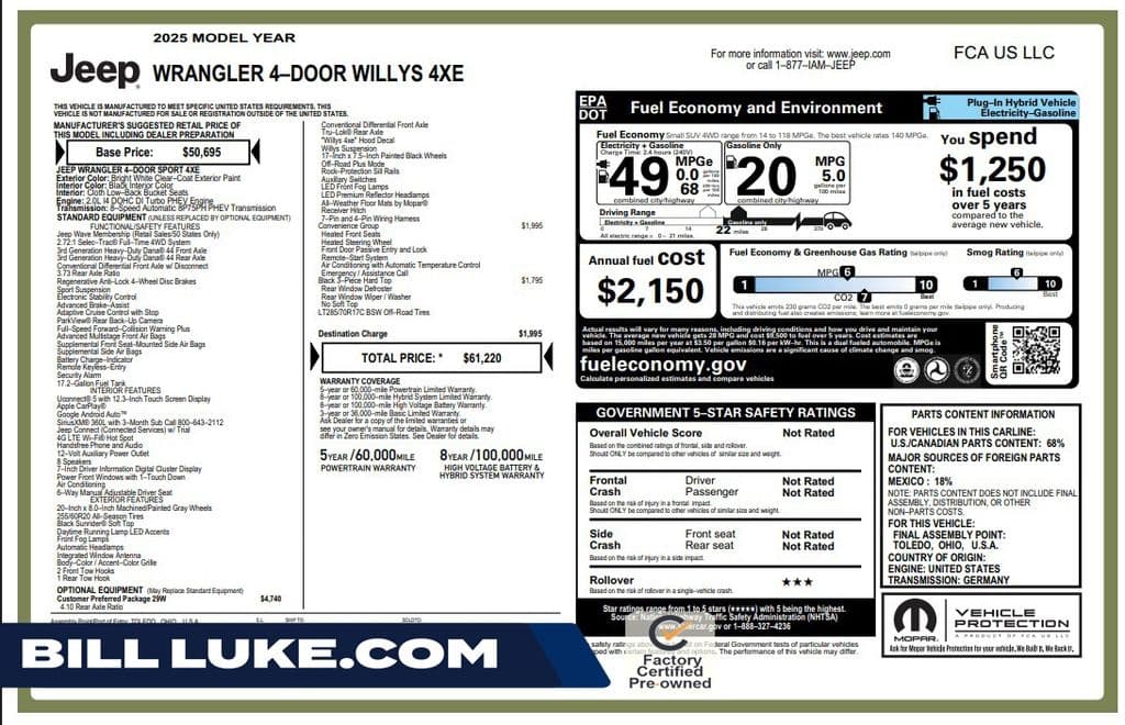 2025 Jeep Wrangler Willys 4xe — photo 1 of 40