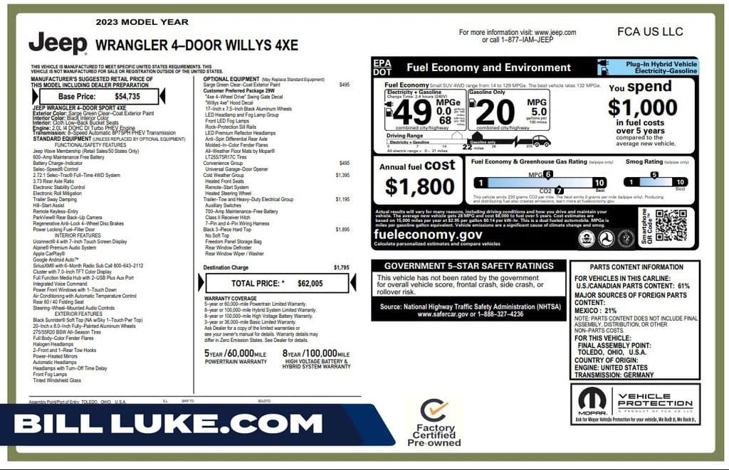 2023 Jeep Wrangler Willys 4xe — photo 1 of 10