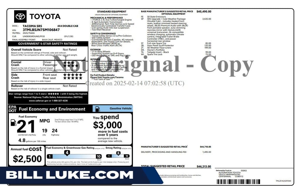 2025 Toyota Tacoma 4WD SR5 — photo 1 of 10
