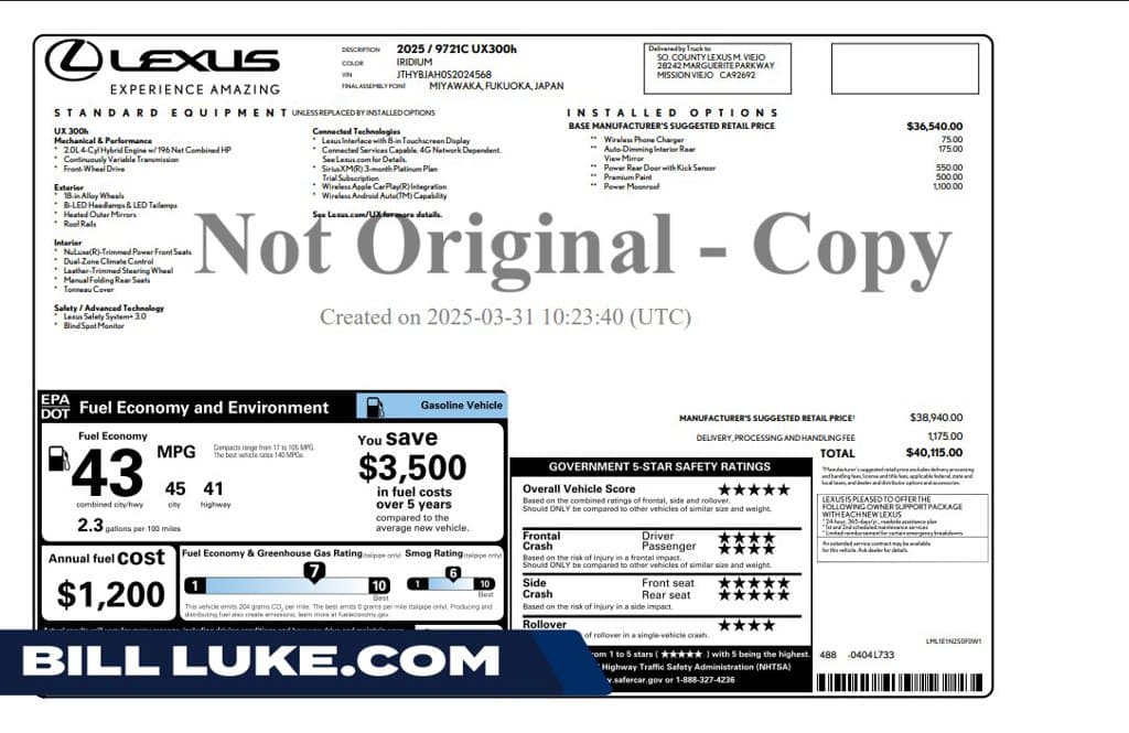 2025 Lexus UX Base — photo 1 of 10