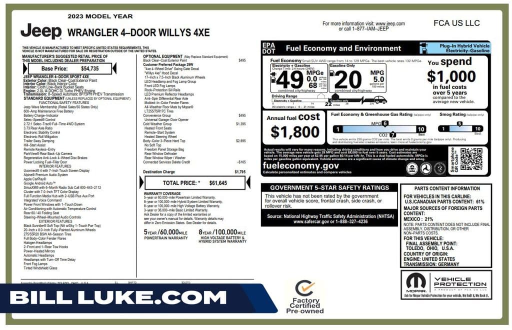 2023 Jeep Wrangler Willys 4xe — photo 1 of 10