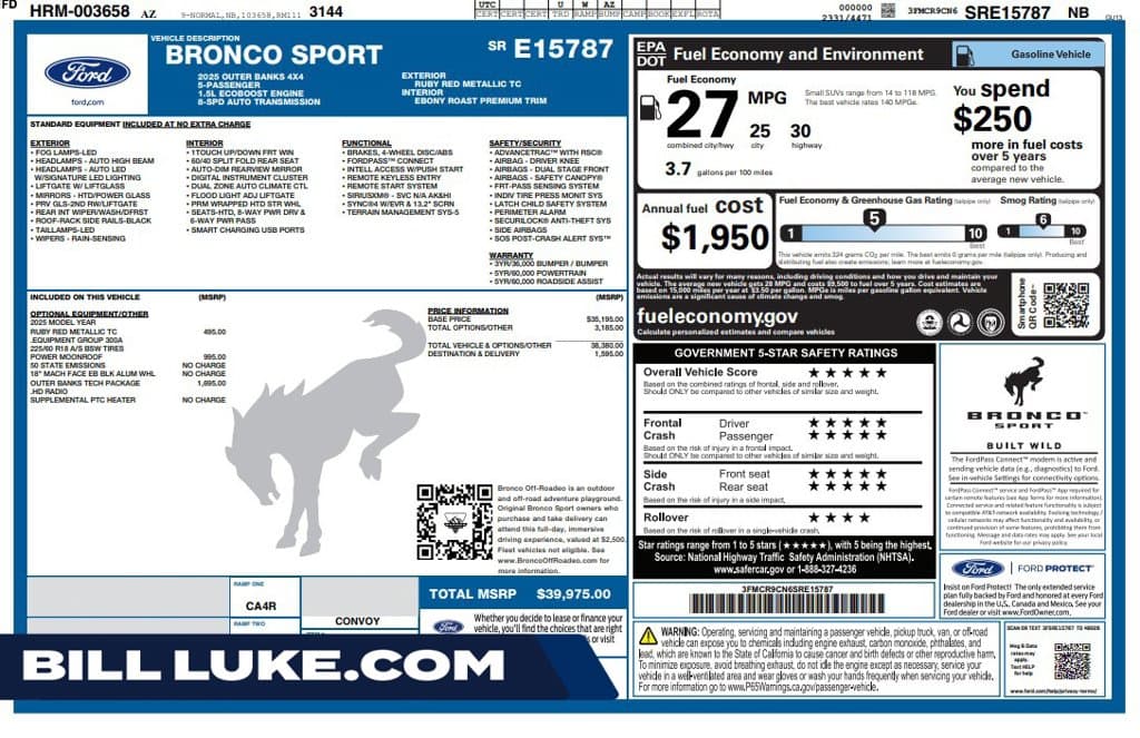 2025 Ford Bronco Sport Outer Banks — photo 1 of 10